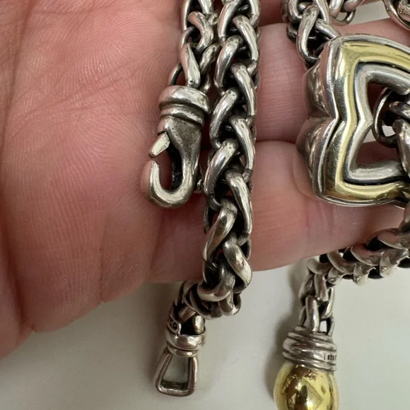 David Yurman Two-Tone Quatrefoil Lariat Adjustable Wheat Chain Necklace